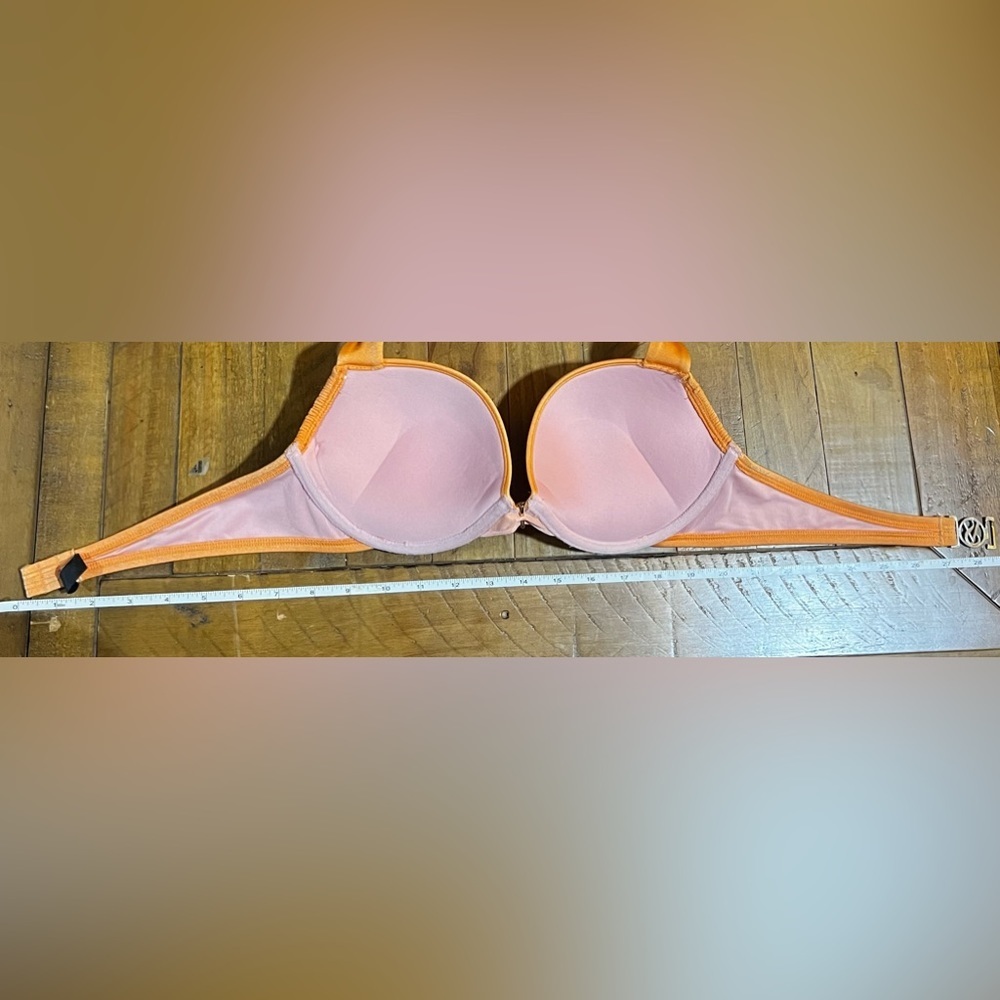 Victoria’s Secret Swim Orange Bombshell Halter Padded Bikini Bathing Suit Top - Picture 8 of 13